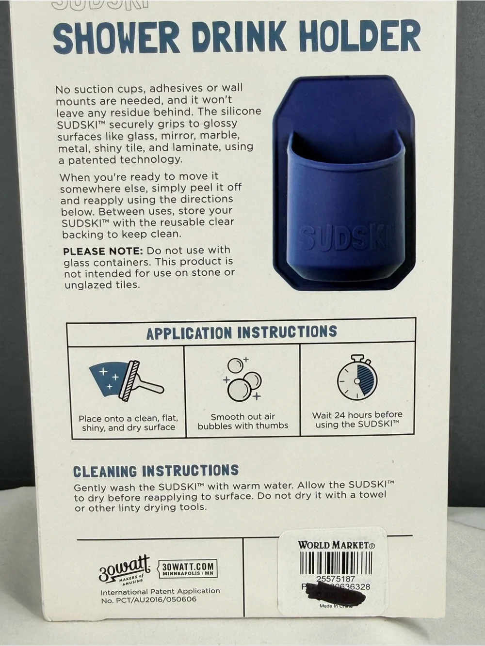 SudsKit Blue Shower Drink Holder - Non-Slip Shower Can Holder